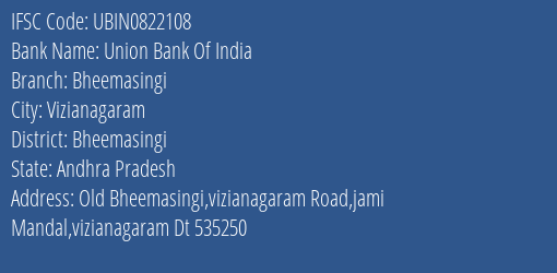 Union Bank Of India Bheemasingi Branch Bheemasingi IFSC Code UBIN0822108