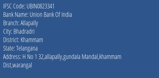 Union Bank Of India Allapally Branch IFSC Code