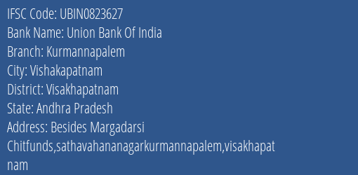 Union Bank Of India Kurmannapalem Branch Visakhapatnam IFSC Code UBIN0823627