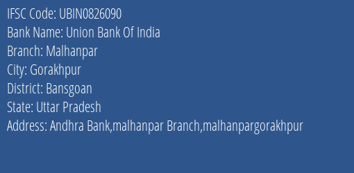 Union Bank Of India Malhanpar Branch IFSC Code