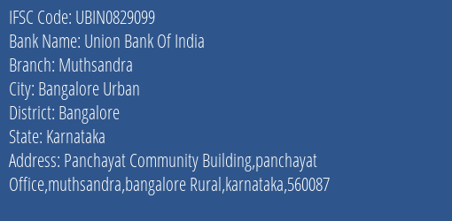 Union Bank Of India Muthsandra Branch IFSC Code