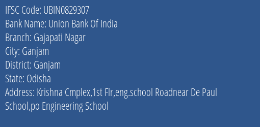 Union Bank Of India Gajapati Nagar Branch IFSC Code