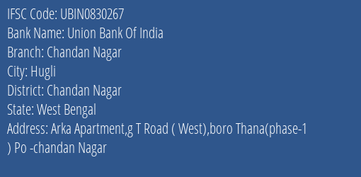 Union Bank Of India Chandan Nagar Branch Chandan Nagar IFSC Code UBIN0830267