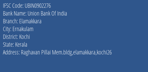 Union Bank Of India Elamakkara Branch IFSC Code