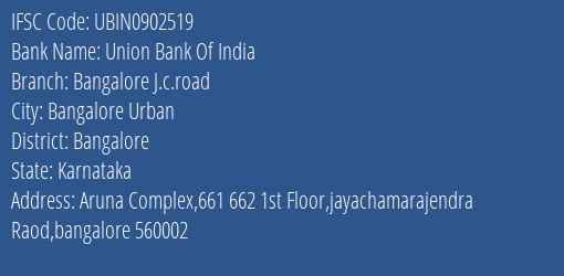Union Bank Of India Bangalore J.c.road Branch IFSC Code