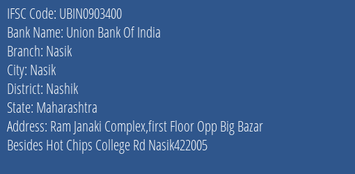 Union Bank Of India Nasik Branch Nashik IFSC Code UBIN0903400