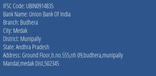 Union Bank Of India Budhera Branch Munipally IFSC Code UBIN0914835