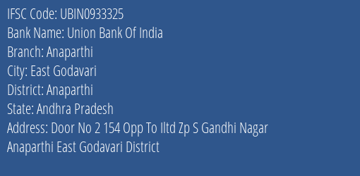 Union Bank Of India Anaparthi Branch IFSC Code
