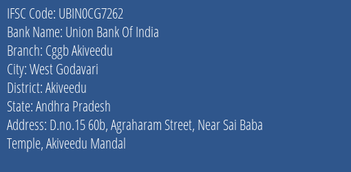 Union Bank Of India Cggb Akiveedu Branch IFSC Code