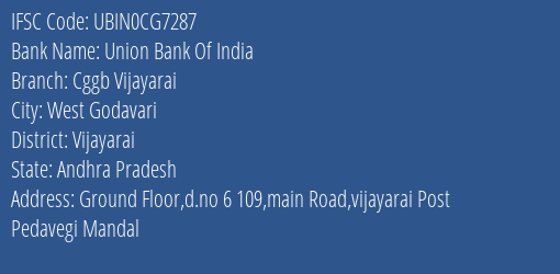 Union Bank Of India Cggb Vijayarai Branch Vijayarai IFSC Code UBIN0CG7287