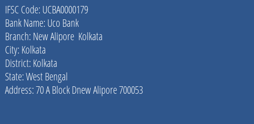 Uco Bank New Alipore Kolkata Branch IFSC Code