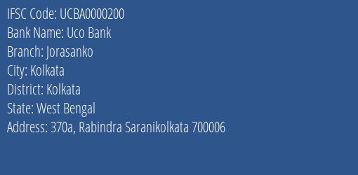 Uco Bank Jorasanko Branch IFSC Code