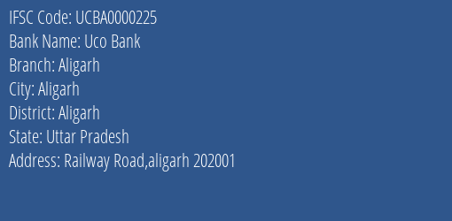 Uco Bank Aligarh Branch Aligarh IFSC Code UCBA0000225