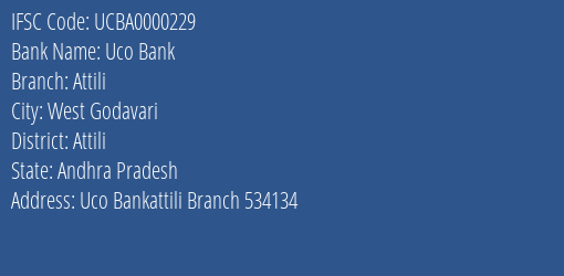 Uco Bank Attili Branch, Branch Code 000229 & IFSC Code UCBA0000229