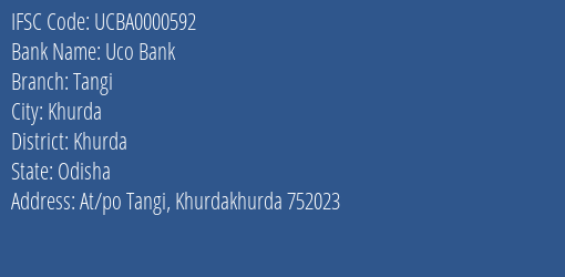 Uco Bank Tangi Branch, Branch Code 000592 & IFSC Code UCBA0000592