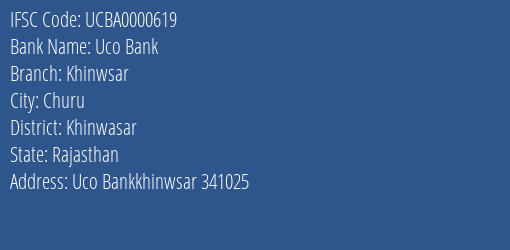 Uco Bank Khinwsar Branch Khinwasar IFSC Code UCBA0000619