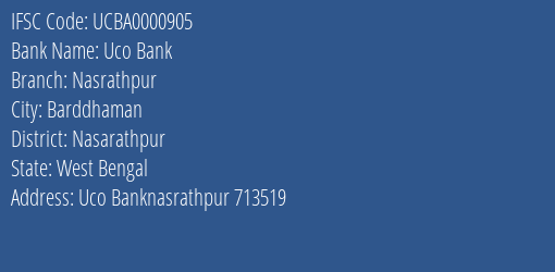 Uco Bank Nasrathpur Branch Nasarathpur IFSC Code UCBA0000905