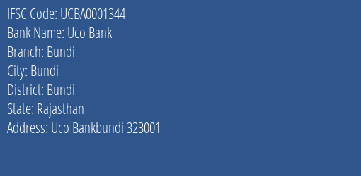 Uco Bank Bundi Branch Bundi IFSC Code UCBA0001344