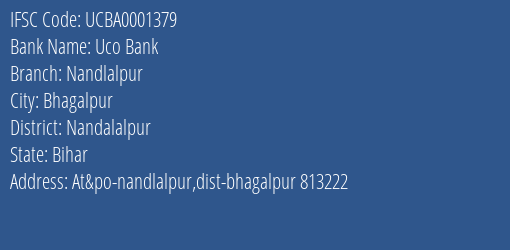 Uco Bank Nandlalpur Branch Nandalalpur IFSC Code UCBA0001379