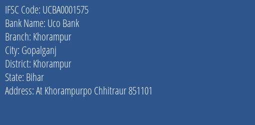 Uco Bank Khorampur Branch Khorampur IFSC Code UCBA0001575