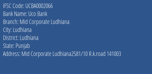 Uco Bank Mid Corporate Ludhiana Branch IFSC Code