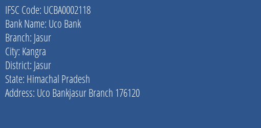 Uco Bank Jasur Branch Jasur IFSC Code UCBA0002118
