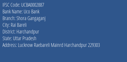 Uco Bank Shora Gangaganj Branch Harchandpur IFSC Code UCBA0002887
