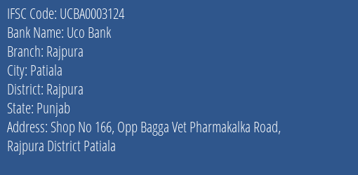 Uco Bank Rajpura Branch Rajpura IFSC Code UCBA0003124