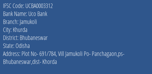 Uco Bank Jamukoli Branch, Branch Code 003312 & IFSC Code UCBA0003312