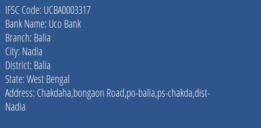 Uco Bank Balia Branch IFSC Code