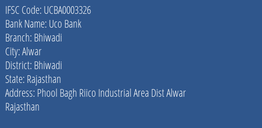 Uco Bank Bhiwadi Branch IFSC Code