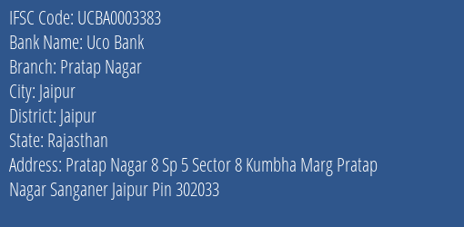 Uco Bank Pratap Nagar Branch Jaipur IFSC Code UCBA0003383