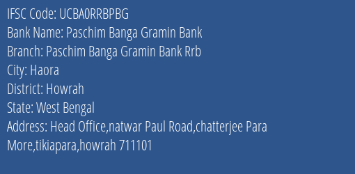 Paschim Banga Gramin Bank Bagila Branch Bardhaman IFSC Code UCBA0RRBPBG
