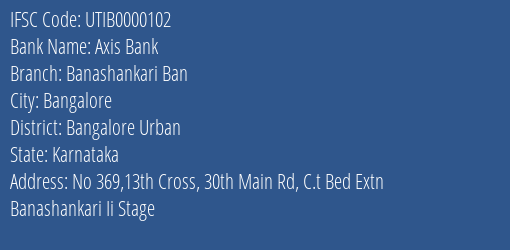 Axis Bank Banashankari Ban Branch IFSC Code