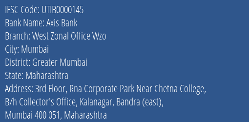 Axis Bank West Zonal Office Wzo Branch IFSC Code
