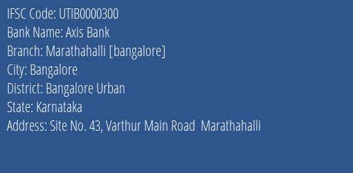 Axis Bank Marathahalli [bangalore] Branch IFSC Code