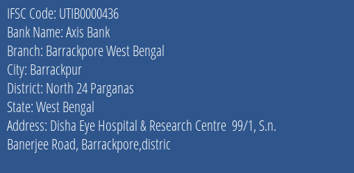 Axis Bank Barrackpore West Bengal Branch IFSC Code