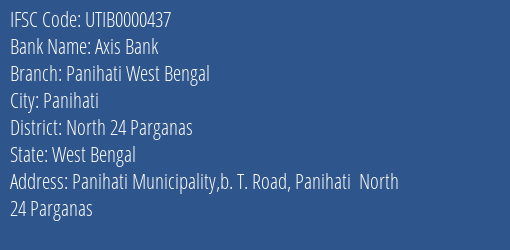 Axis Bank Panihati West Bengal Branch IFSC Code