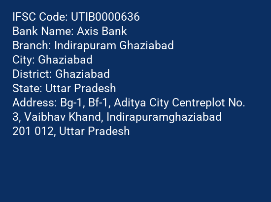 Ifsc Code Utib0000636 Of Axis Bank Indirapuram Ghaziabad Branch Uttar Pradesh Codeforbanks Com Ifsc Code Utib0000636 Of Axis Bank Indirapuram Ghaziabad Branch Uttar Pradesh Codeforbanks Com