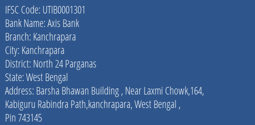 Axis Bank Kanchrapara Branch IFSC Code
