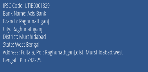 Axis Bank Raghunathganj Branch, Branch Code 001329 & IFSC Code UTIB0001329