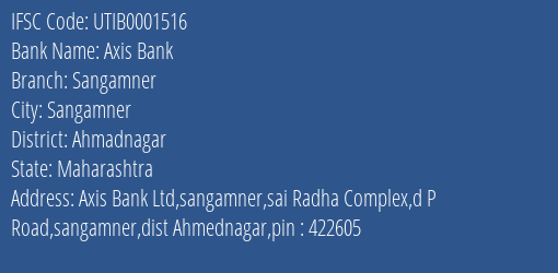 Axis Bank Sangamner Branch Ahmadnagar IFSC Code UTIB0001516