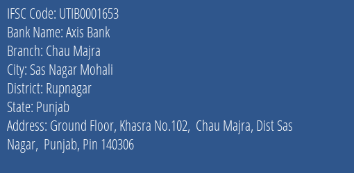 Axis Bank Chau Majra Branch Rupnagar IFSC Code UTIB0001653