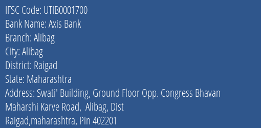 Axis Bank Alibag Branch Raigad IFSC Code UTIB0001700