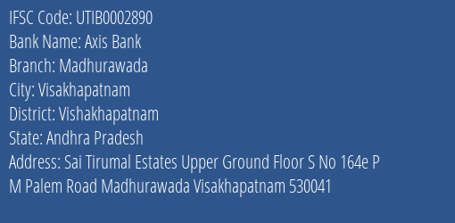 Axis Bank Madhurawada Branch Vishakhapatnam IFSC Code UTIB0002890