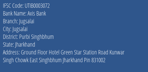 Axis Bank Jugsalai Branch, Branch Code 003072 & IFSC Code UTIB0003072