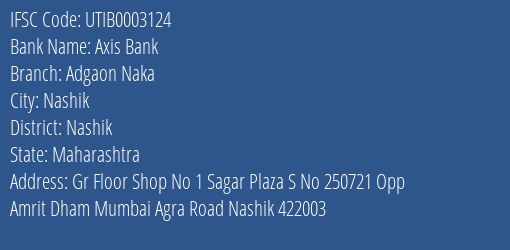 Axis Bank Adgaon Naka Branch Nashik IFSC Code UTIB0003124
