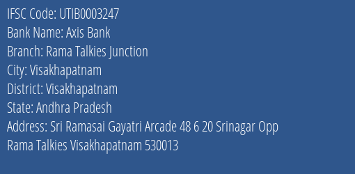 Axis Bank Rama Talkies Junction Branch, Branch Code 003247 & IFSC Code UTIB0003247