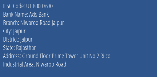 Axis Bank Niwaroo Road Jaipur Branch Jaipur IFSC Code UTIB0003630
