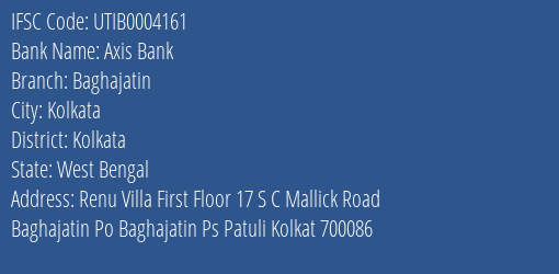 Axis Bank Baghajatin Branch Kolkata IFSC Code UTIB0004161